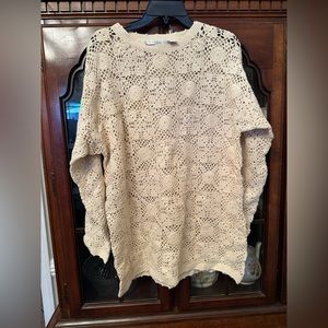 FENN WRIGHT MANSON Crochet Sweater Womens LARGE Ivory Knit